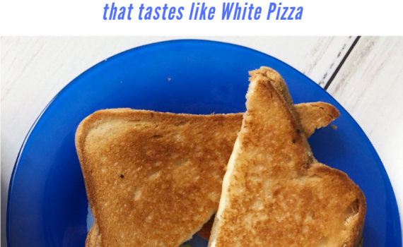 Gluten free grilled cheese with the flavors of a white pizza