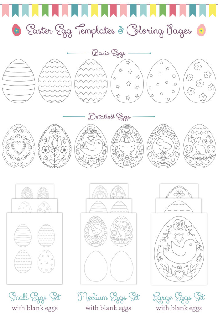Easter egg templates and coloring pages
