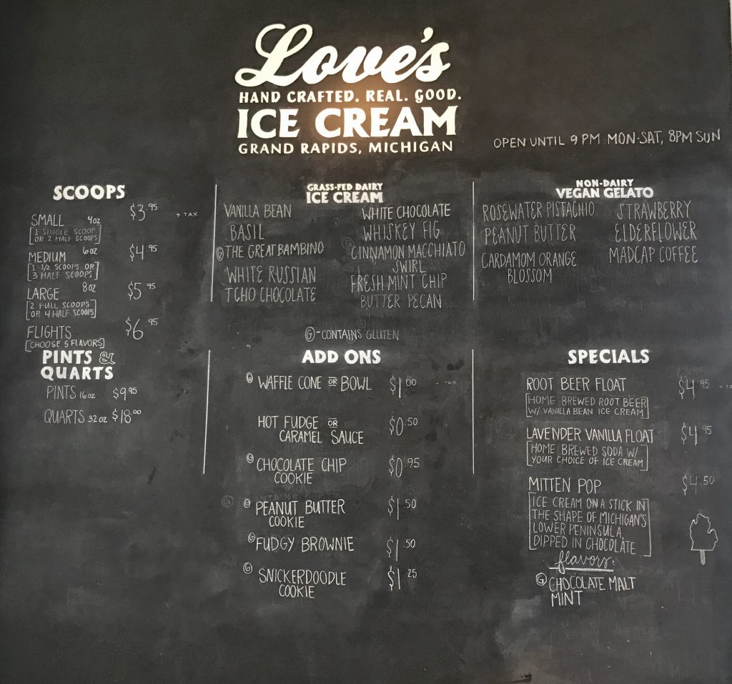 Love's Ice Cream in Grand Rapids, Michigan part of the Where to Eat in Grand Rapids roundup