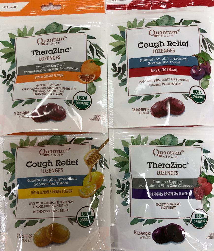 Quantum Health organic cough drops to help you feel better if you have the flu