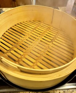 bamboo steamer ready to make the Japanese Meat Buns