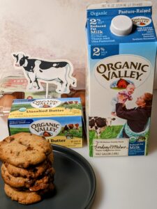 organic valley products with some toffee chocolate chip cookies